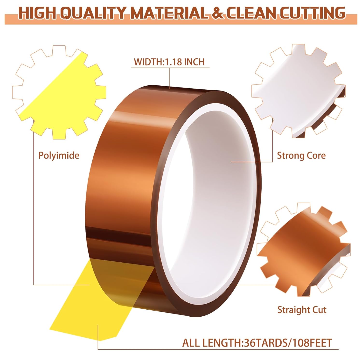 500°F Gold Finger Kapton Tape - Ultra-Thin Polyimide for SMT & Reflow Soldering